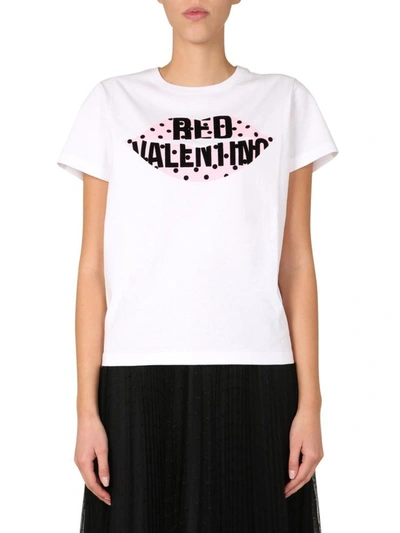 Shop Red Valentino T-shirt With Mouth Print In White