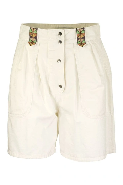 Shop Etro Cotton Shorts With Embroidery In White