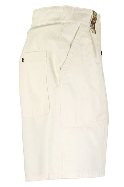 Shop Etro Cotton Shorts With Embroidery In White