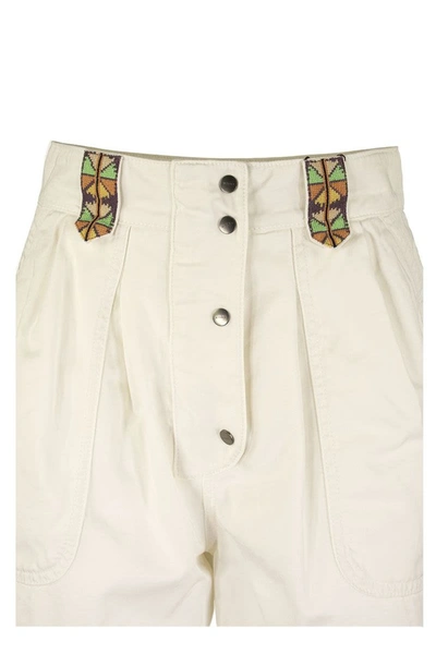 Shop Etro Cotton Shorts With Embroidery In White