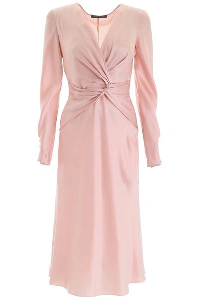 Shop Alberta Ferretti Draped Dress In Pink