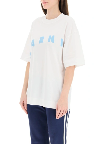 Shop Marni Oversized T-shirt With Logo In Lily White
