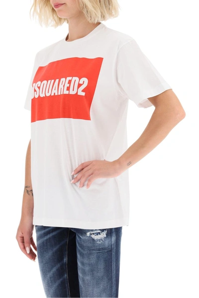 Shop Dsquared2 Box Logo Print T-shirt In White