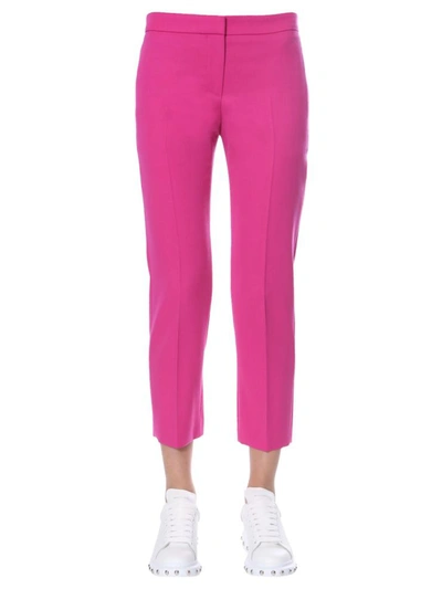 Shop Alexander Mcqueen Straight Cropped Trousers In Fuchsia