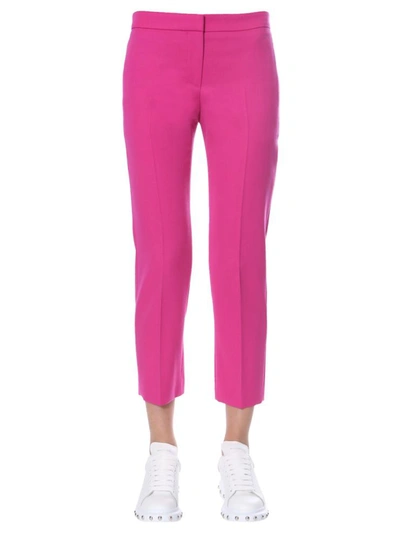 Alexander Mcqueen Cropped Tailored Trousers In Fuchsia