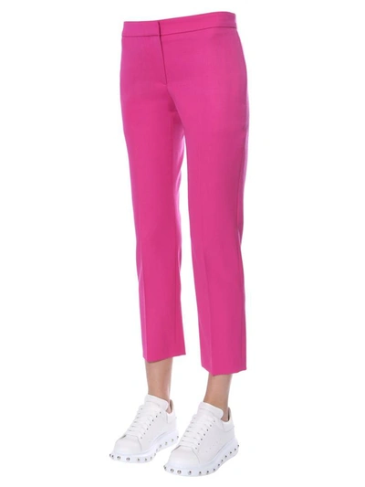 Shop Alexander Mcqueen Straight Cropped Trousers In Fuchsia