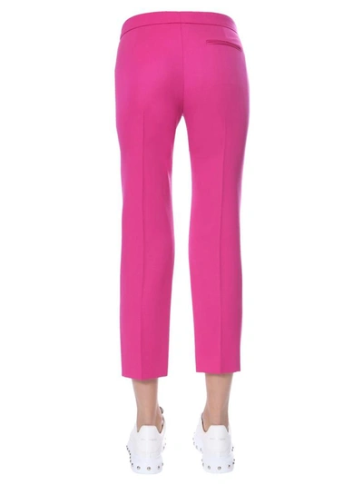 Shop Alexander Mcqueen Straight Cropped Trousers In Fuchsia