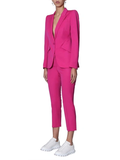 Shop Alexander Mcqueen Straight Cropped Trousers In Fuchsia