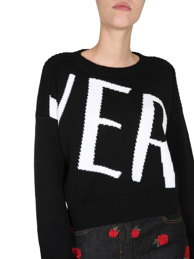 Shop Versace Crew Neck Sweater In Black