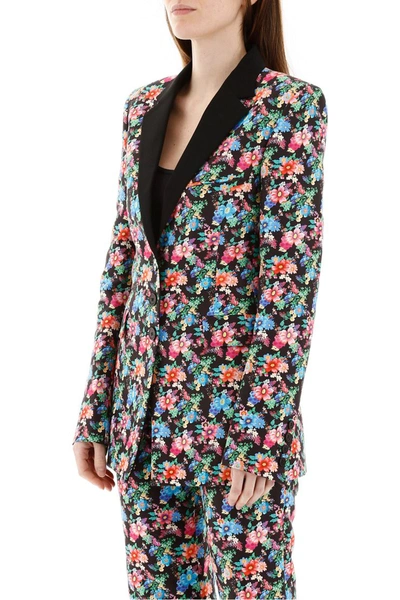 Shop Rabanne Paco  Floral Print Blazer In Black Mecanic Flower