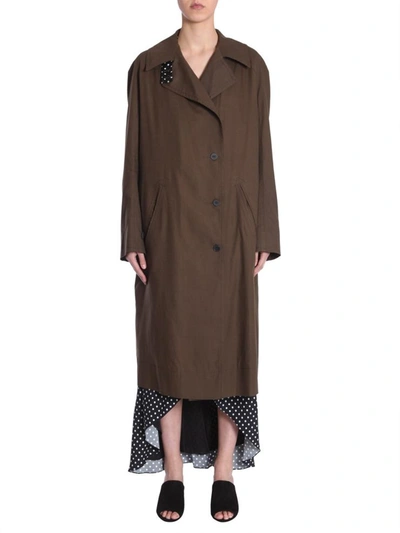 Shop Haider Ackermann Trench Coat With Raglan Sleeves In Green