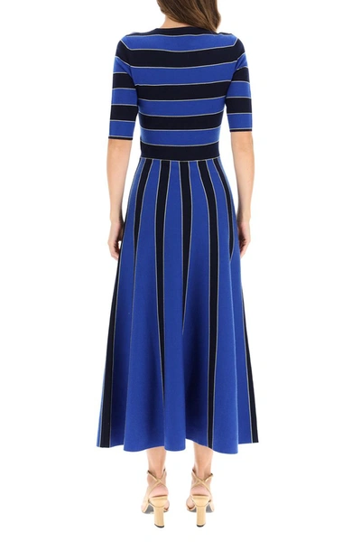 Shop Gabriela Hearst Capote Cashmere And Wool Dress In Navy Cobalt Blue Stripe