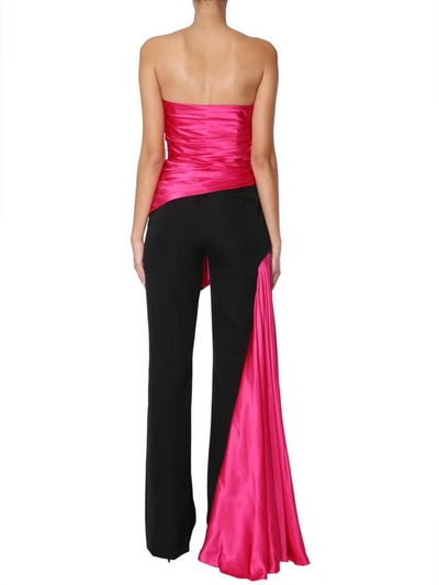 Shop Moschino Jumpsuit With Silk-draped Inserts In Black