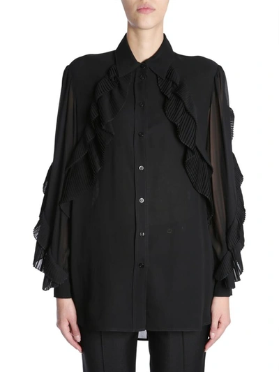 Shop Givenchy Silk Georgette Shirt In Black