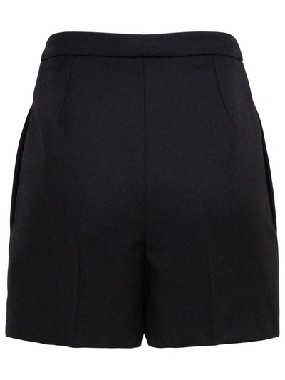 Shop Saint Laurent Pleated Wool Gabardine Shorts In Black
