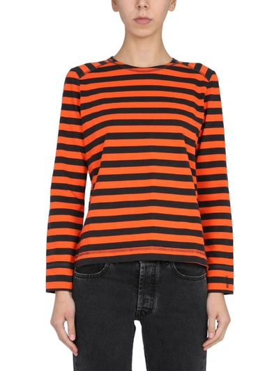 Shop Ganni Long Sleeve T-shirt In Orange