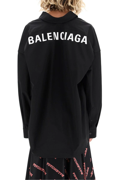 Shop Balenciaga New Swing Shirt Logo On Back In Black