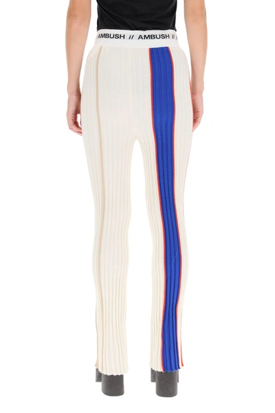 Shop Ambush Color Block Ribbed Trousers In White Multi