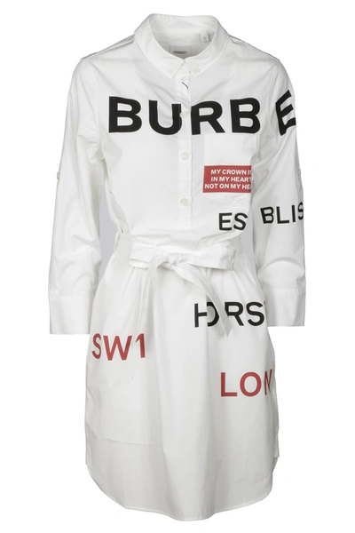 Shop Burberry Dresses In Bianco
