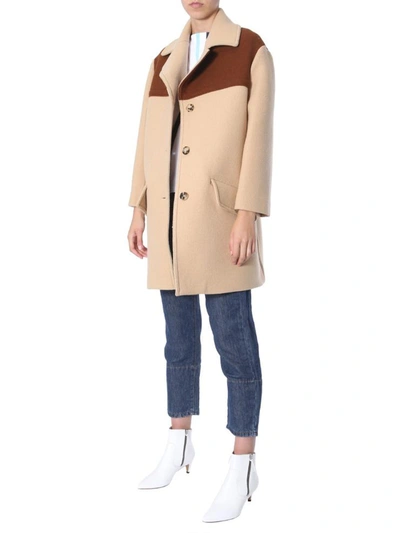 Shop Marni Two-colored Coat In Beige