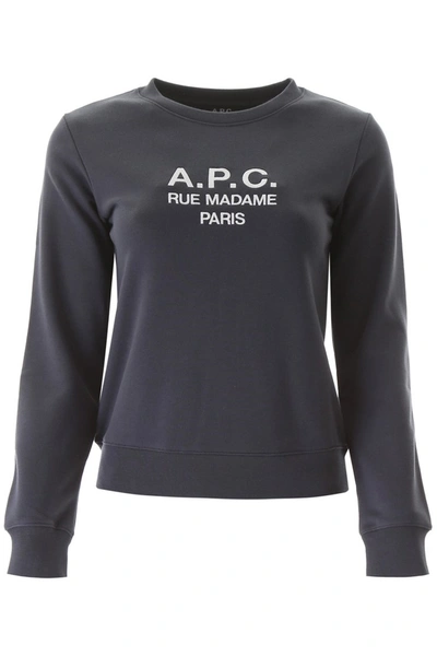 Shop Apc A.p.c. Tina Sweatshirt With Logo Embroidery In Anthracite