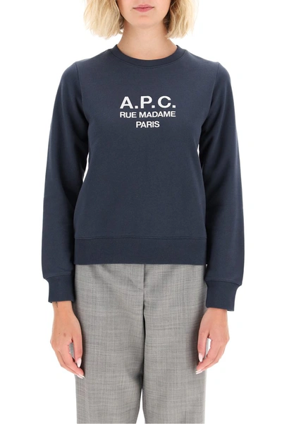 Shop Apc A.p.c. Tina Sweatshirt With Logo Embroidery In Anthracite