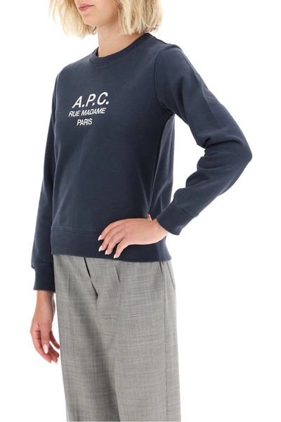 Shop Apc A.p.c. Tina Sweatshirt With Logo Embroidery In Anthracite