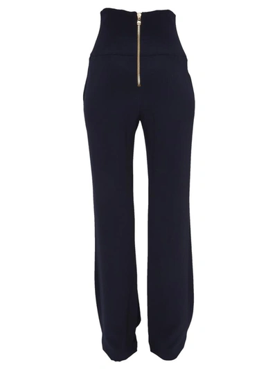 Shop Balmain Flared Trousers In Blue