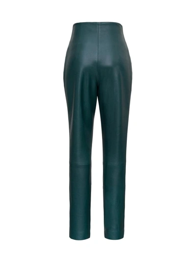 Shop Alberta Ferretti High Waisted Leather Pants In Green