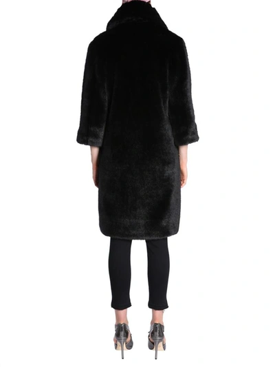 Shop Ainea Eco Fur Coat In Black