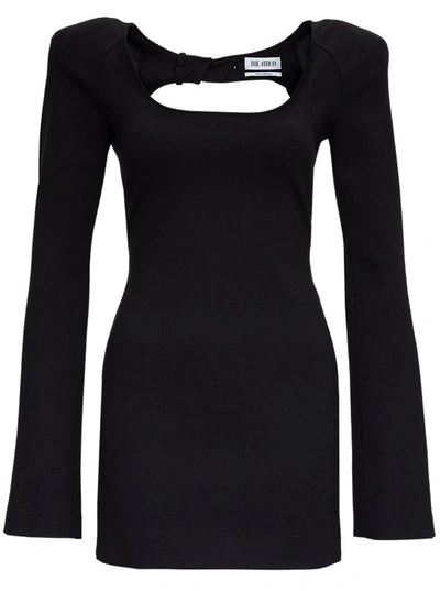 Shop Attico Liz Mini Dress With Trumpet Sleeves In Black