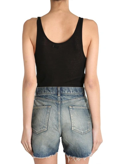 Shop Saint Laurent Round Neck Tank Top In Black