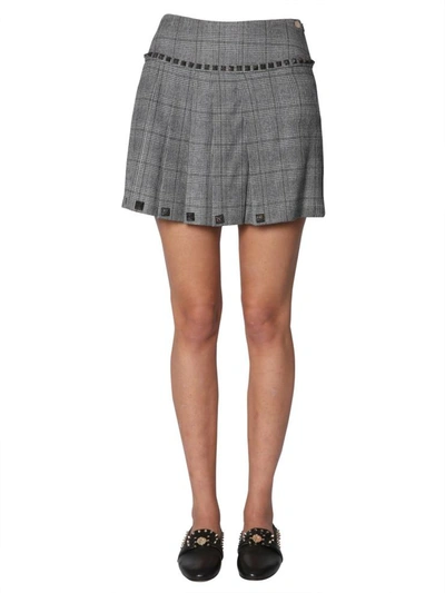 Shop Versace Pleated Skirt In Grey