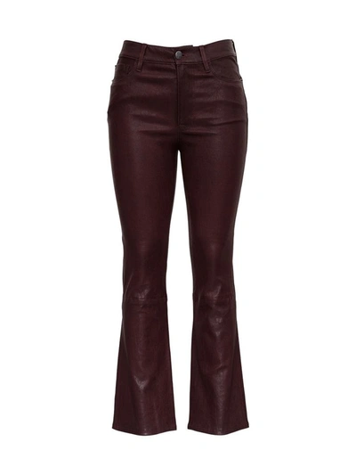 Shop Frame Le Crop Mini Boot Leather Trousers In Brown