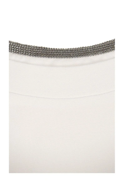 Shop Brunello Cucinelli Stretch Cotton Jersey T-shirt With Precious Faux-layering White