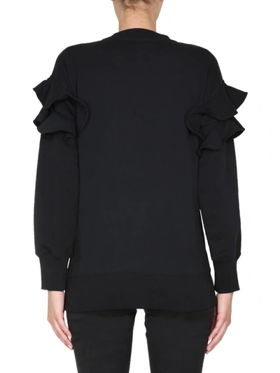 Shop Moschino Round Neck Sweatshirt In Black