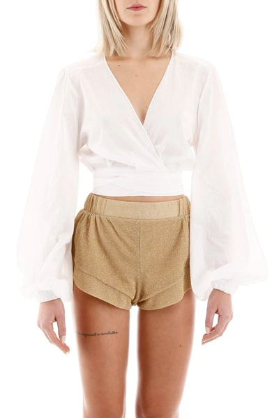 Shop Oseree Oséree Wrap Shirt In White