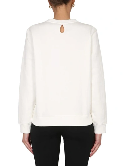 Shop Lacoste Crew Neck Sweatshirt In White