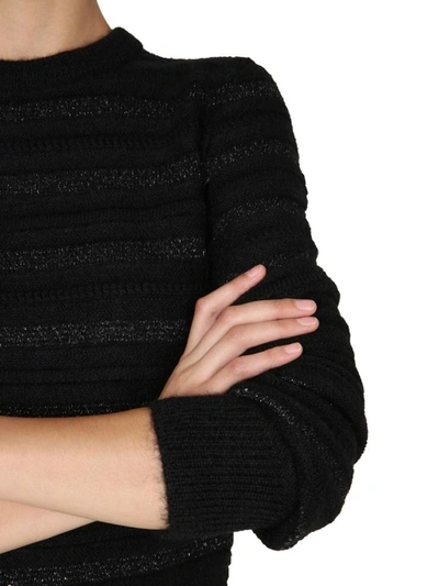 Shop Saint Laurent Crew Neck Sweater In Black