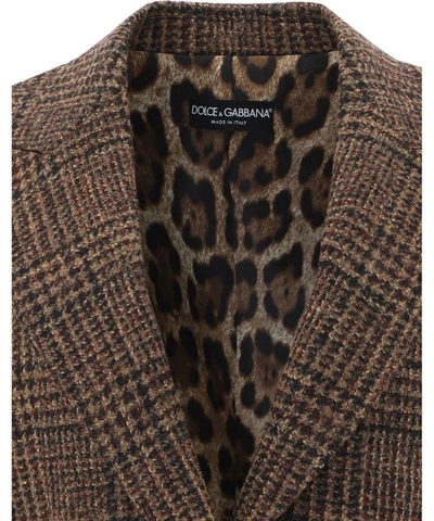 Shop Dolce & Gabbana All-over Check Blazer In Brown
