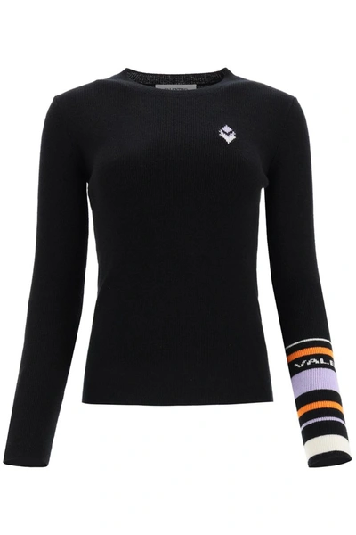 Shop Valentino Sweater Logo Intarsia In Nero Multicolor