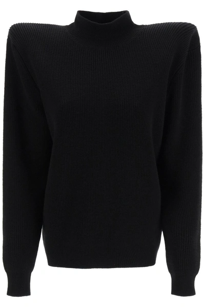 Shop Balenciaga High Neck Pagoda Sweater In Black