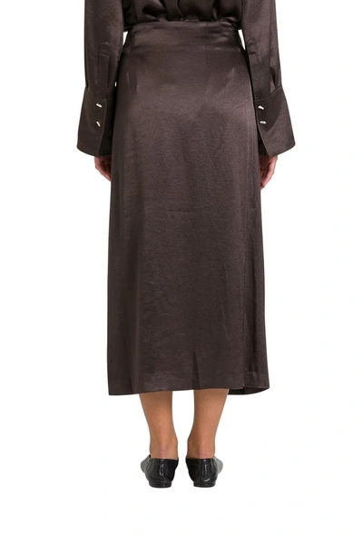 Shop Nanushka Amas Washed Satin Midi Skirt In Brown