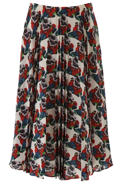 Shop Valentino Lovers Print Skirt In Avorio Multicolor