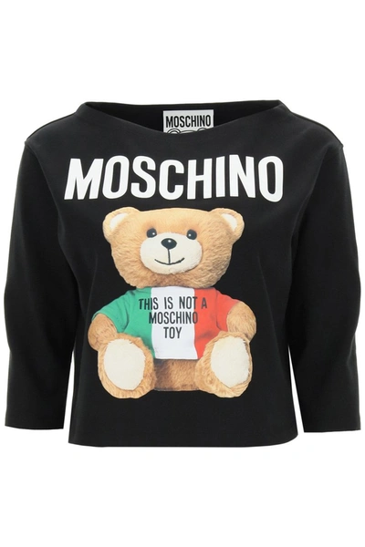 Shop Moschino Italian Teddy Bear T-shirt In Fantasia Nero