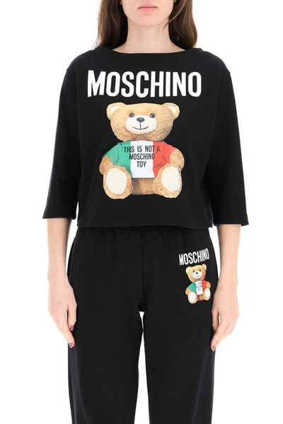Shop Moschino Italian Teddy Bear T-shirt In Fantasia Nero