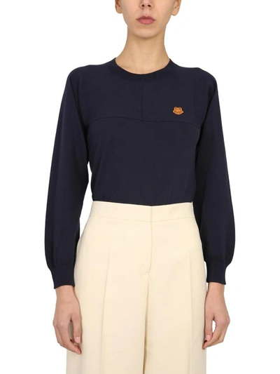 Shop Kenzo Sweater With Tiger Crest In Blue