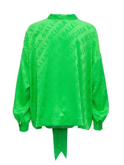 Shop Balenciaga Logo Shirt In Green
