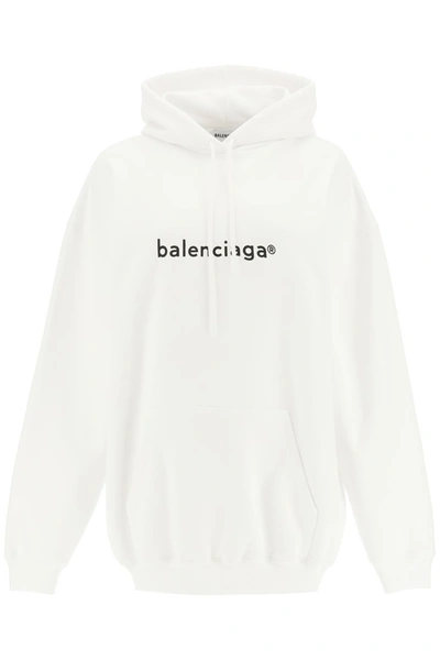 Shop Balenciaga Over Sweatshirt With New Copyright Logo In White Black
