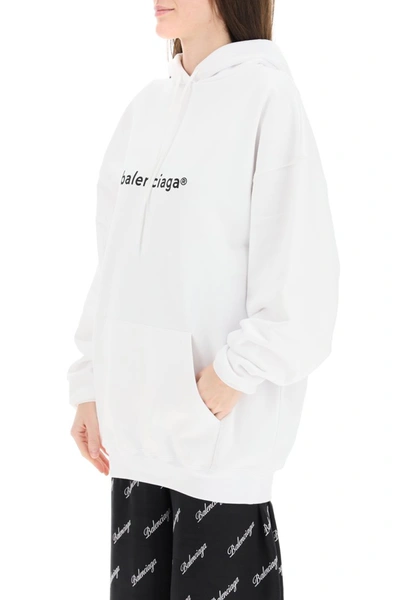 Shop Balenciaga Over Sweatshirt With New Copyright Logo In White Black